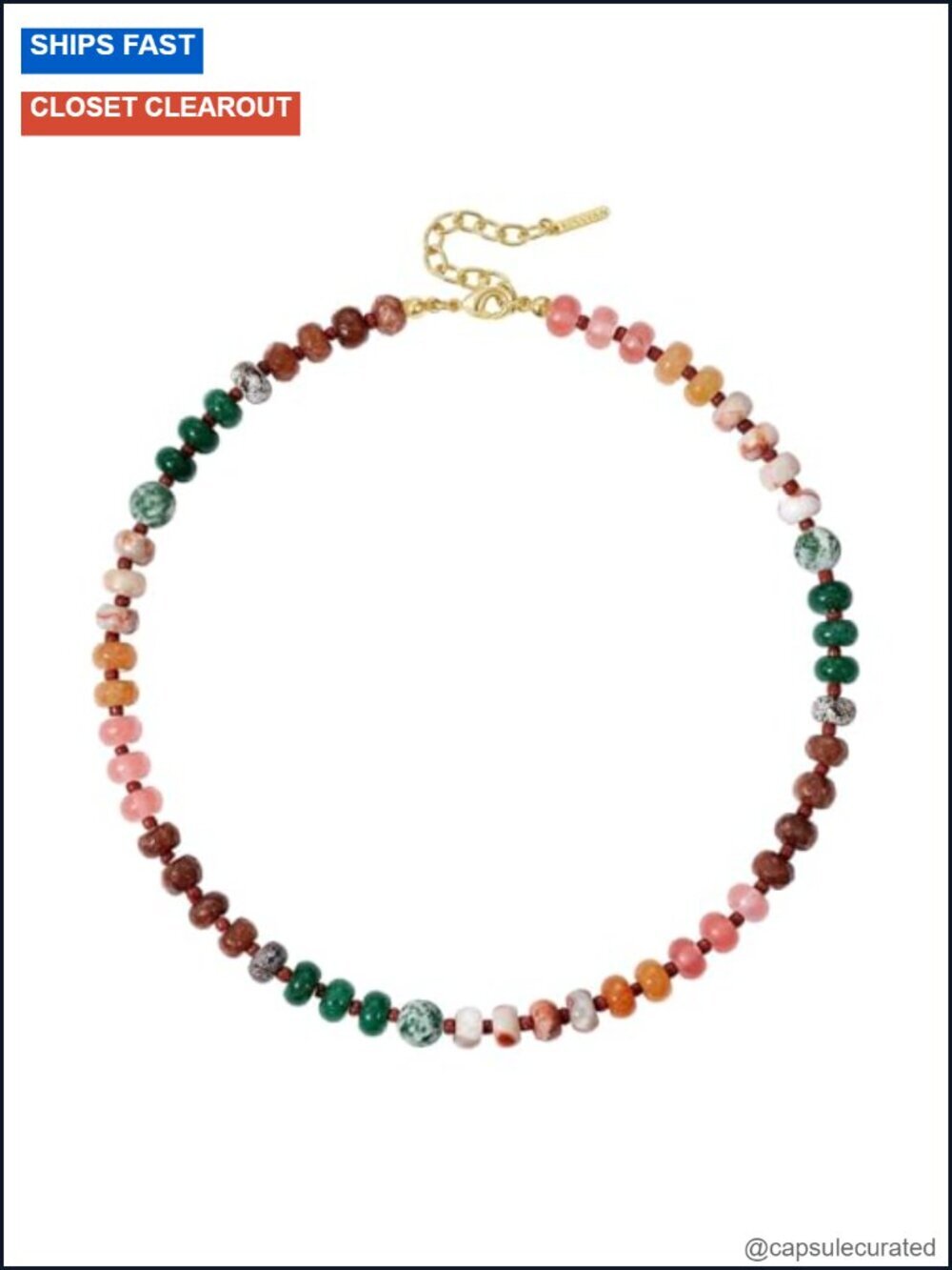 Natural Stone Beaded Choker Necklace Handmade Boho Jewelry Gift